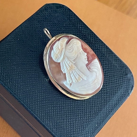 Authentic cameo brooch or  pendant 14 k gold - Picture 10 of 13